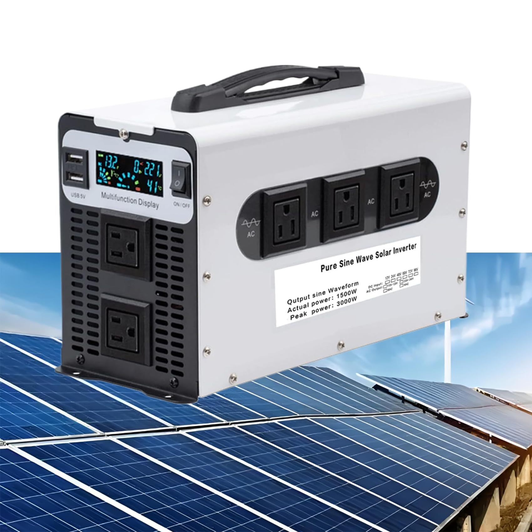 Convertisseur de Puissance Voiture 60V 220V 3000W Onduleur Solaire
