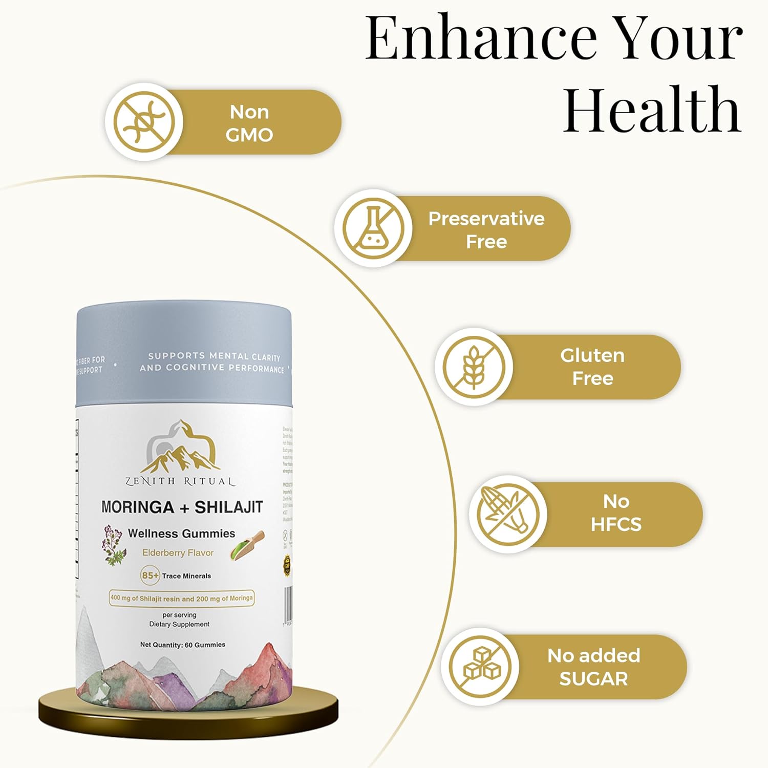 Shilajit and Moringa Gummies Elderberry Flavor – Boost Energy, Focus & Vitality – 75% Fulvic Acid – 100% Vegan, Gluten-Free, No Added Sugar – 60 Gummies - Image 6