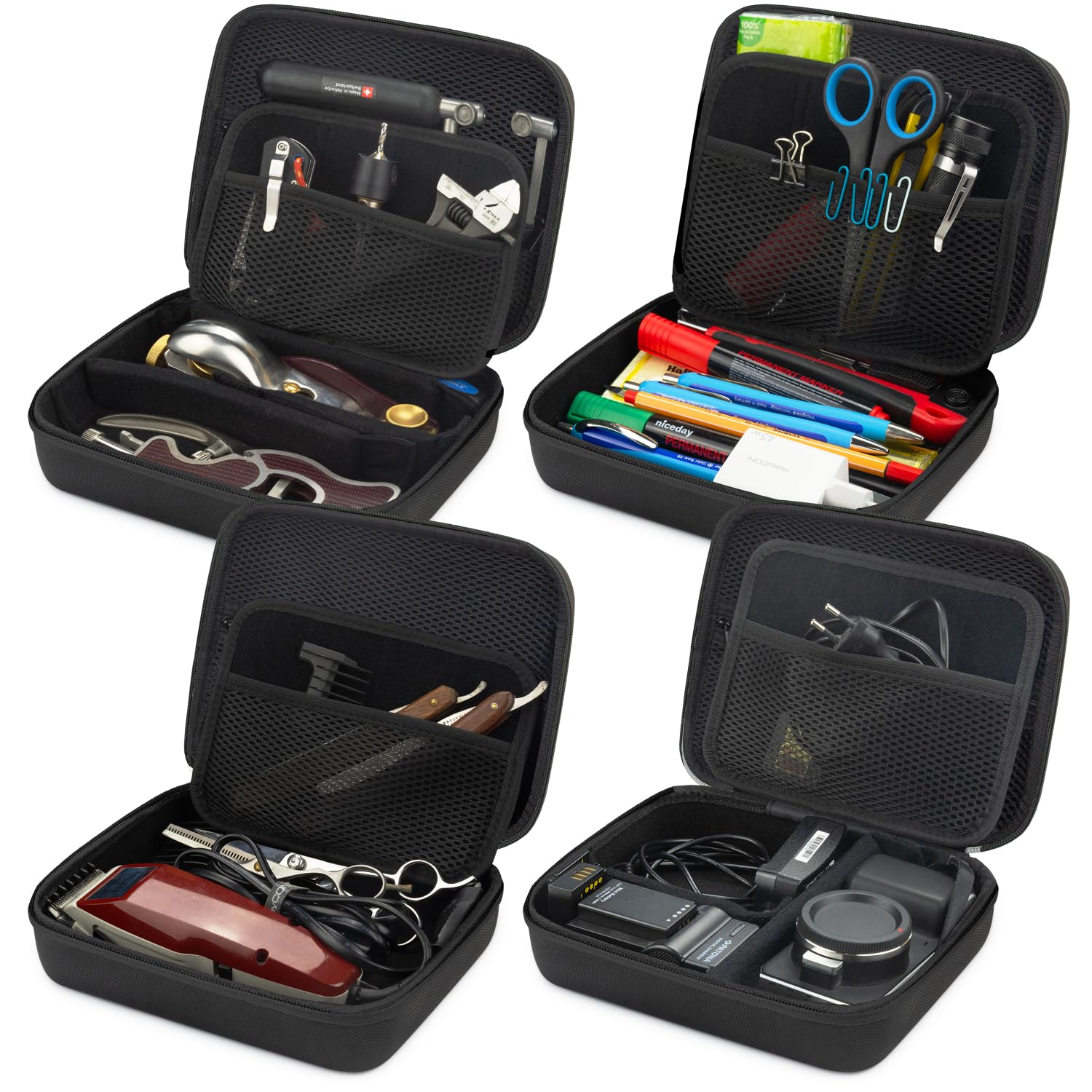 deleyCON Voyage Accessoires Organisateur Sac Feutre Grand - Boîtier Rigide avec Séparateurs - pour Électronique, Chargeur, Bloc Alimentation, Câble, Voiture, Accessoires Voyage, Tondeuse - Noir