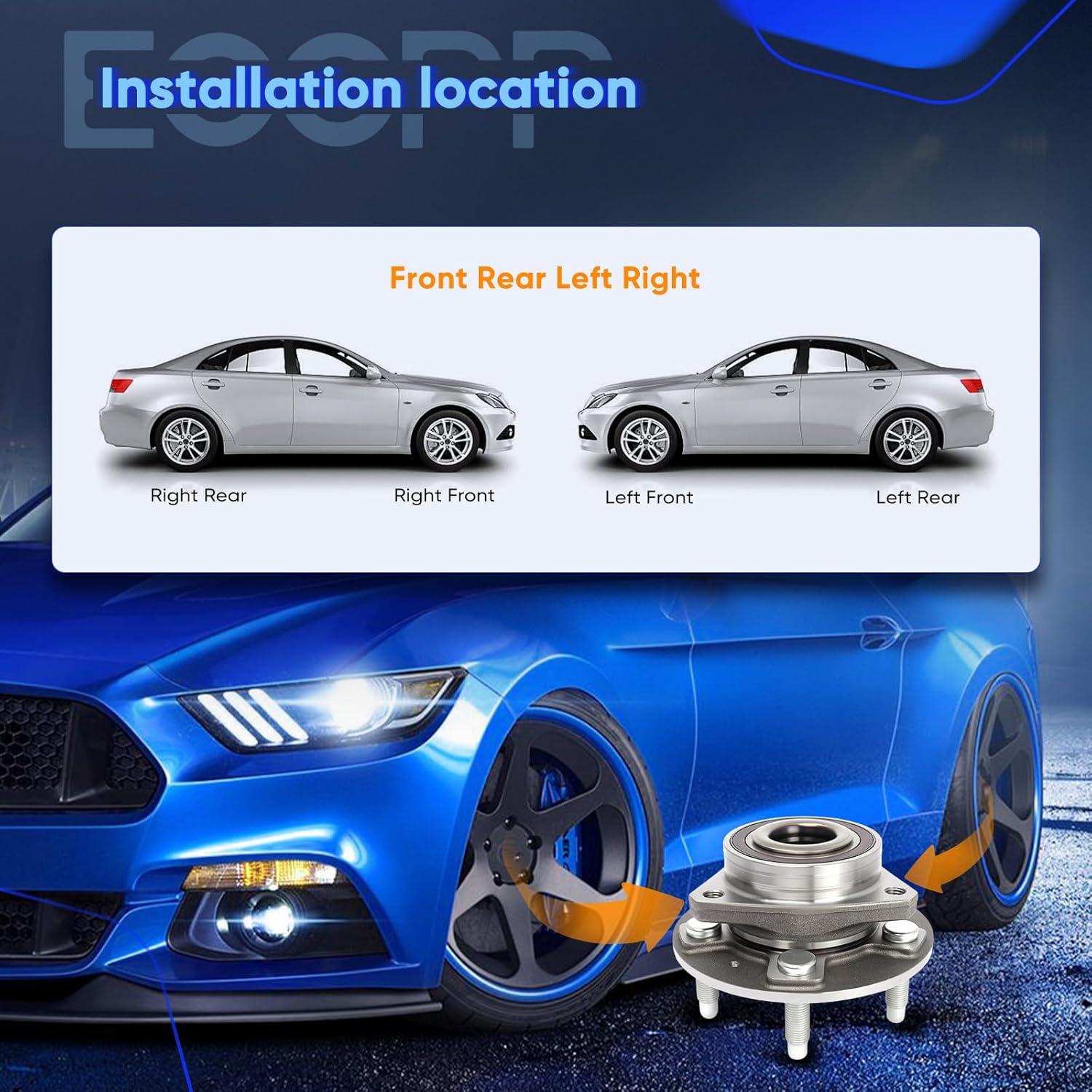 ECCPP 513282 2PCS Replacement for Wheel Bearing and Hub Assembly fit for Cadillac CTS 2008 2009 2010 2011 2012 2013 2014 2015 For Chevrolet Camaro 2010 2011 2012 2013 2014 Wheel Hubs 5 Lugs W/ABS