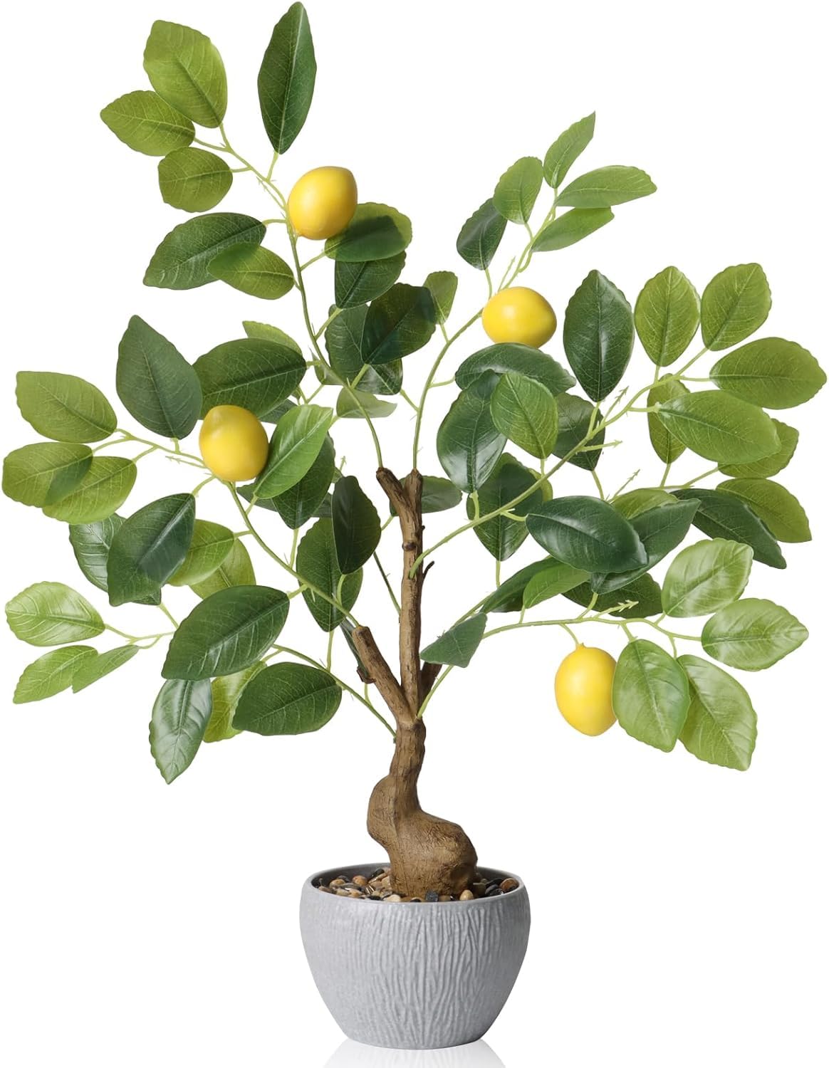 TOARTi Artificial Lemons Decorations,Tall Lemon Tree Potted Plants,Lemons Tree with White Pot,Realistic Decorative Plants Indoor Table Decor,Fake Lemon for Kitchen Bathroom Decor 19.5x13x36.5cm