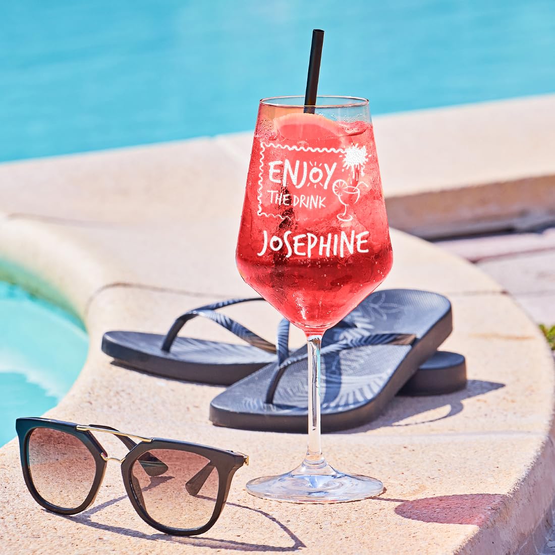 Leonardo Puccini Weinglas Mit UV-Druck - Initial Flower - Personalisiert Mit Namen & Monogramm - Geeignet Für Wein Aperol Sangria Und Lillet - Geschenke Für Sie & Ihn - Farbe Rosa