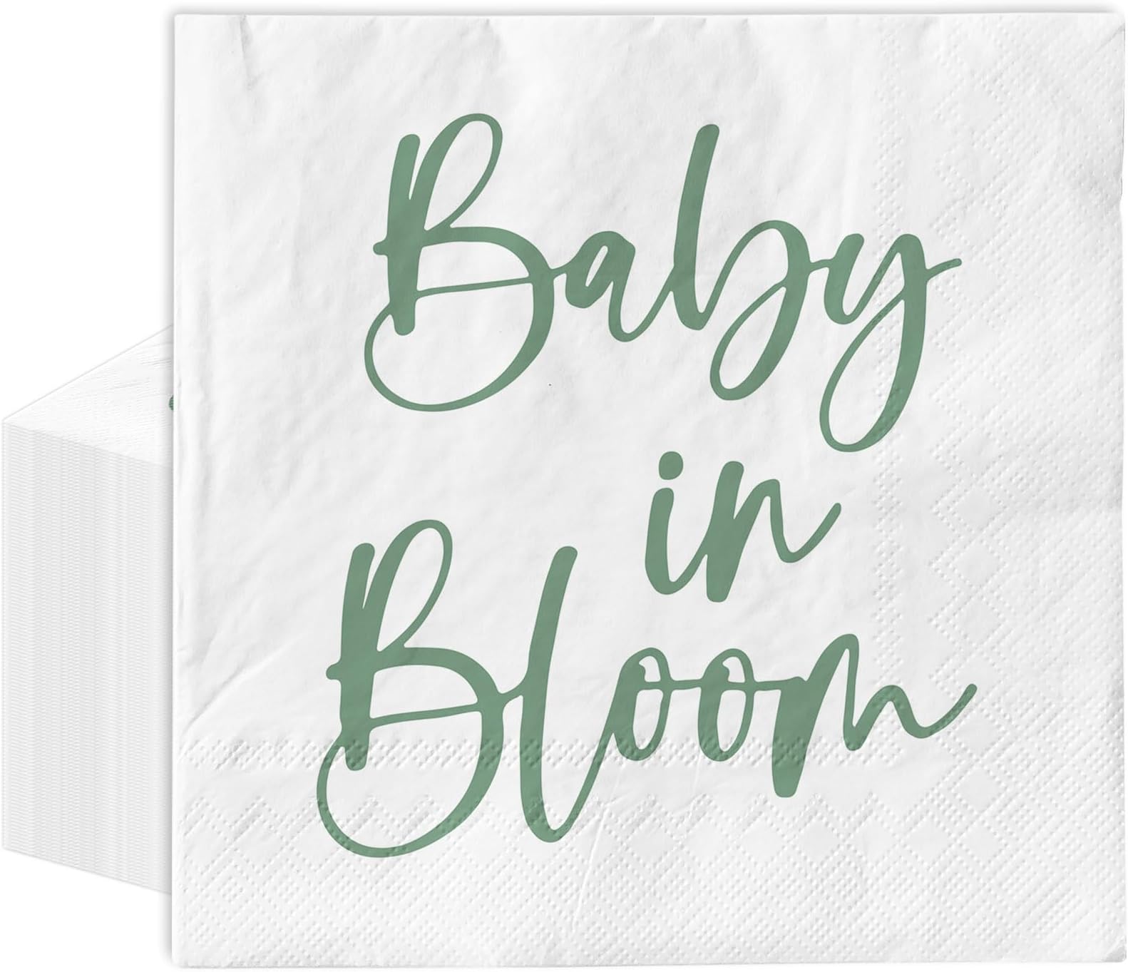 Whaline80Pcs Baby Shower Paper Napkin Sage Green Baby in Bloom Disposable Napkins Baby Birthday Luncheon Dinner Decorative Napkin for Home Kitchen Party Supply, 6.5 x 6.5 Inch