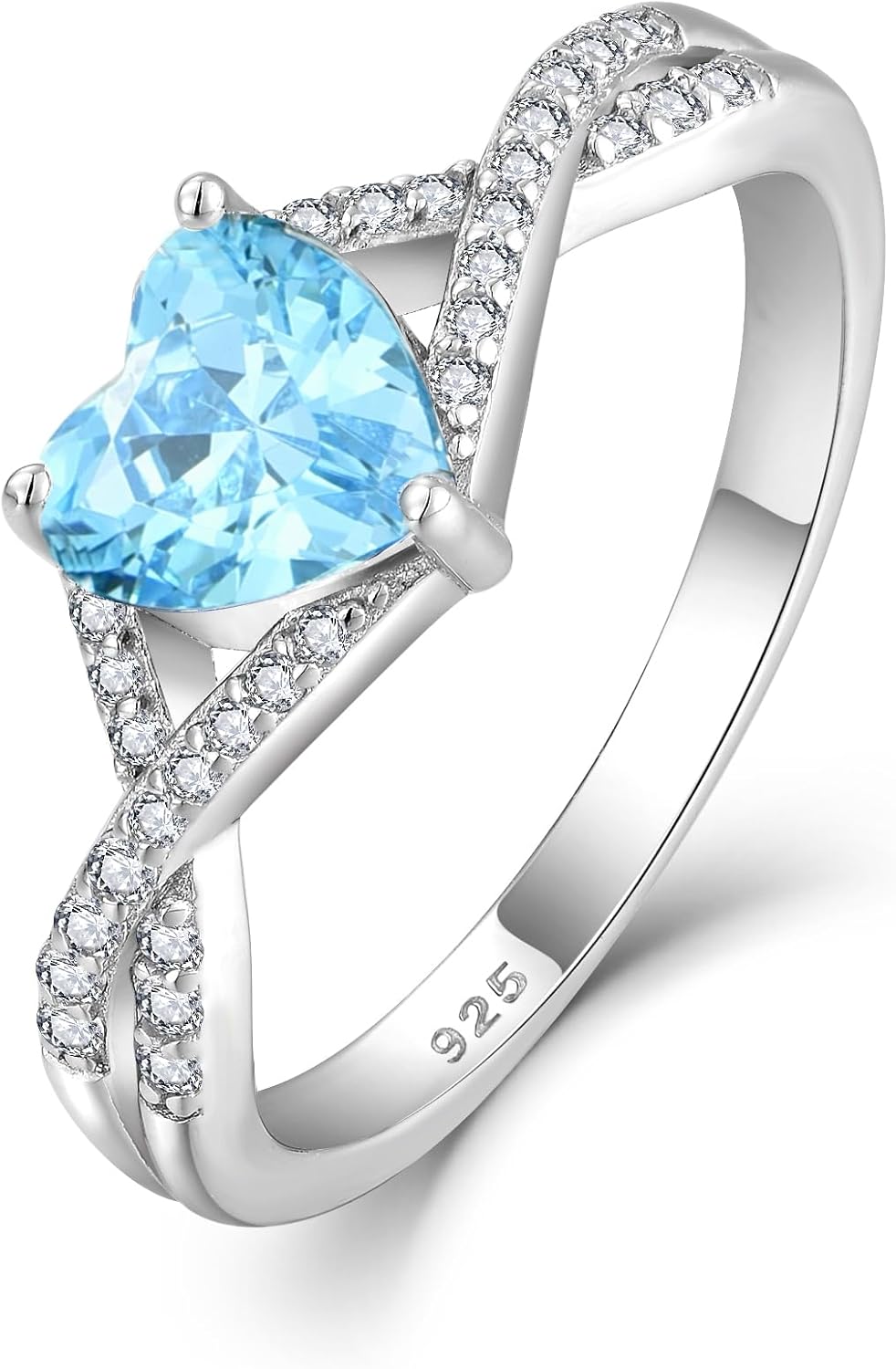 925 Sterling Silver Infinity Heart Ring Birthstone promise Ring for Women Wedding Engagement Birthday Jewelry