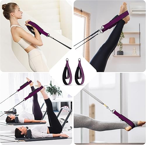 Miniatura 5 de 2 correas cómodas de doble bucle para Pilates de grosor mejorado, correa de anillo en D para gimnasio en casa y accesorios de entrenamiento de yoga