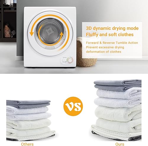Miniatura 3 de ROVSUN Juego de secadora de ropa portátil de 1.5 pies cúbicos y lavadora completamente automática de 17.6 libras, juego combinado de lavadora y