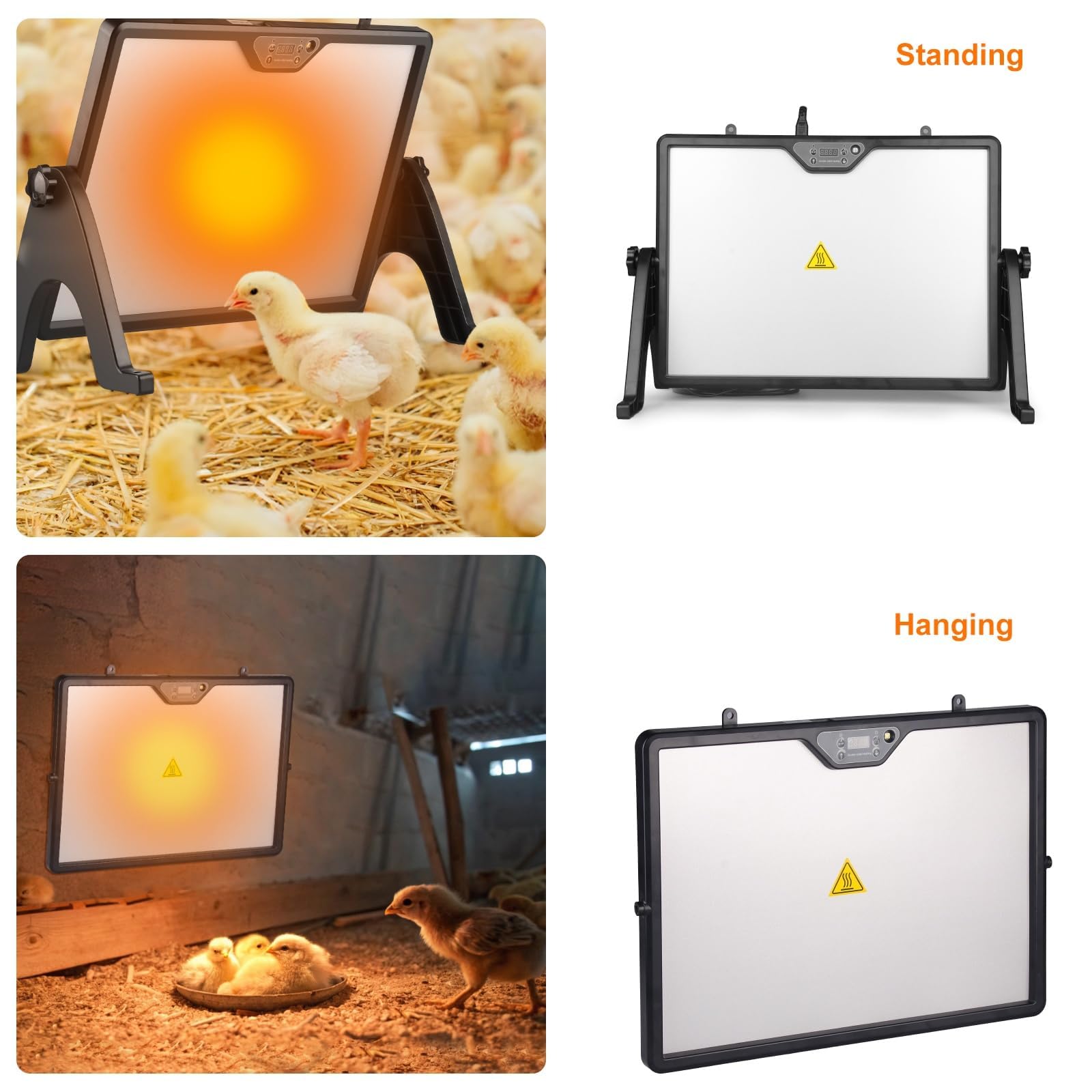 Placa calefactora pollitos 40×30 cm – Calefacción gallinero calor constante 30–75°C, doble cara, impermeable, termostato, rotación 360°. Para criadoras, incubadoras. Placa calor mascotas