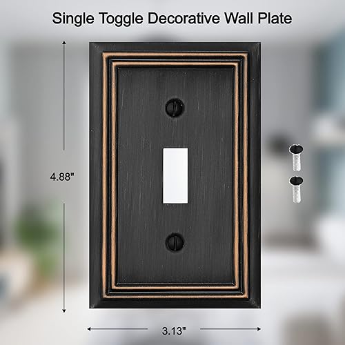 Miniatura 9 de OKAWYC Adler - Placa de pared de metal para interruptor de luz de decoración individual, paquete de 4 unidades de bronce envejecido de 1 banda,