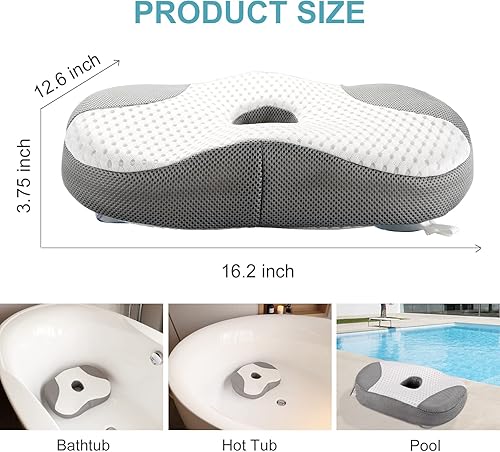 Miniatura 6 de Idle Hippo Asiento elevador para bañera de hidromasaje, almohada pesada para bañera de hidromasaje con potentes ventosas antideslizantes, malla de