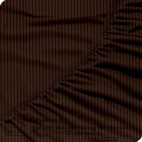 Miniatura 21 de Juego de sábanas de bolsillo extra profundas (4 piezas) 100% algodón egipcio de 400 hilos, bolsillo profundo de 22 pulgadas, sábana bajera ajustable