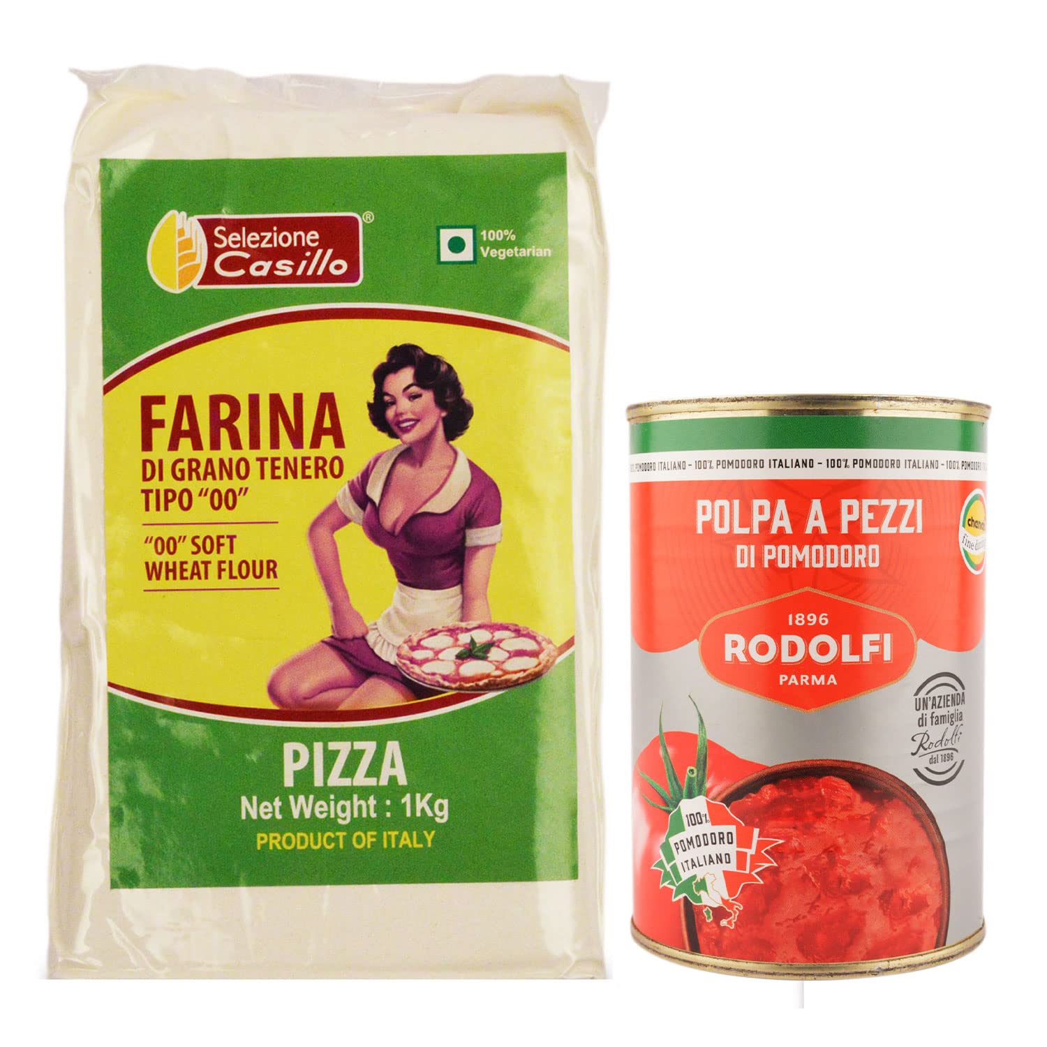 Casillo Soft Wheat Pizza Flour Type “00”,1Kg With Rodolfi Pizza Sauce