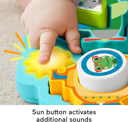 Miniatura 4 de Fisher-Price Juguete de clasificación para bebés con formas y sonidos rompecabezas de vehículo con música y luces para juegos de motricidad fina,
