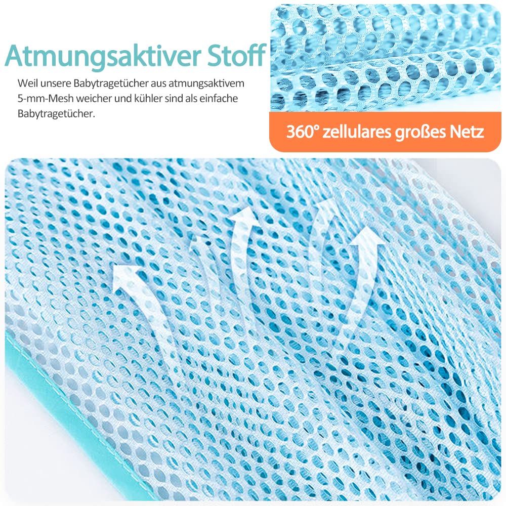 Fascia traspirante per il trasporto del bebè, regolabile, ad asciugatura rapida, tessuto a rete 3D, spallacci spessi, elastico per l'estate, la piscina, la spiaggia (blu)
