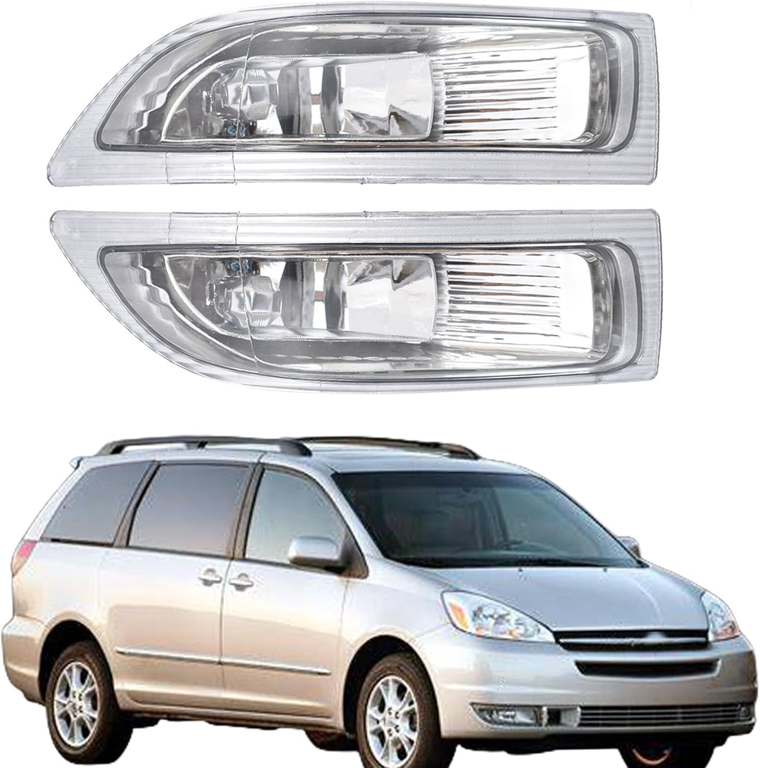 WFLNHB Left and Right Fog Lights Repalcement for Sienna 2004 2005 Fog Light Lamps Clear 81220AE010 TO2592118