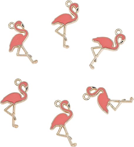 Miniatura 1 de DanLingJewelry 100 dijes de flamenco de color chapado en oro para hacer joyas, bricolaje y búsqueda de manualidades