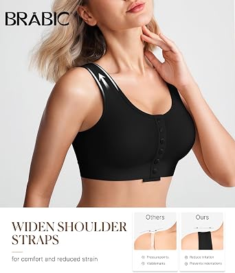 BRABIC Front Closure Post Surgery Compression Bras for Women Mastectomy Full Coverage Wireless Bra Back Smoothing