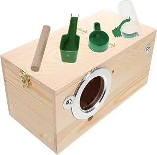 Wooden Parakeet Nesting Box Large Pine Wood Bird Breeding House Easy to Install and Clean Secure Breeding Environment for Parakeets Budgies Cockatiels