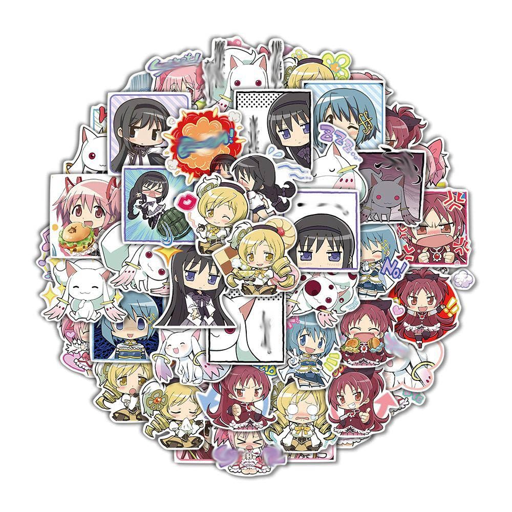 Kaname Madoka Stickers, 102 Pcs Anime Figure Vinyl Waterproof Sticker Decals for Party, Water Bottle Scrapbook Laptop Skateboard Computer for Teens Students