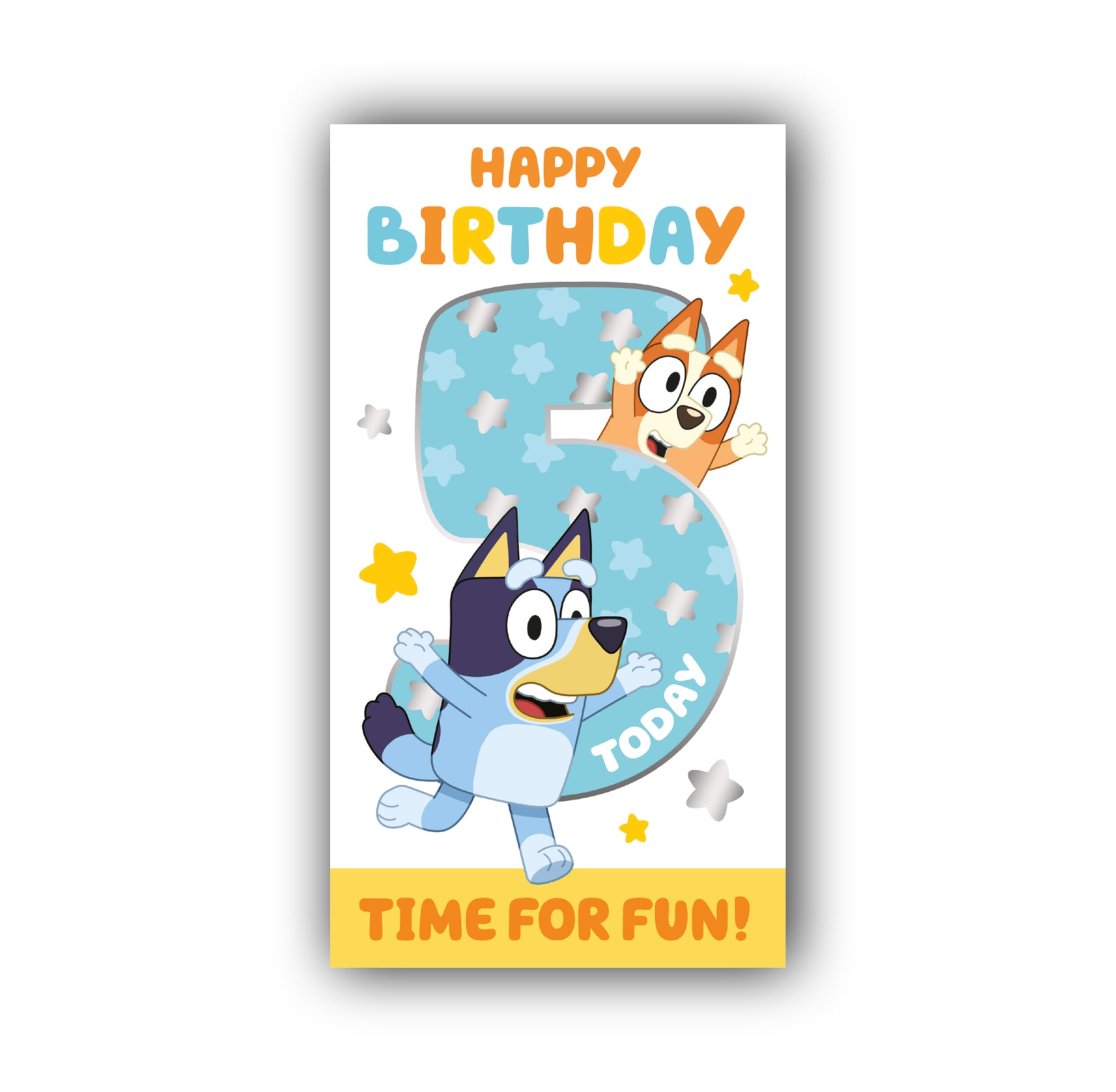 5th Birthday Card Bluey Age 5 ""Time for Fun"" with Envelope, FSC Approved