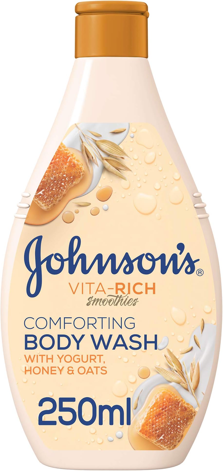 Johnson's Body Wash - Vita-Rich, Smoothies, Comforting, Yogurt, Honey & Oats, Enriched with yogurt concentrate, honey and oats for intense nourishment, 250ml