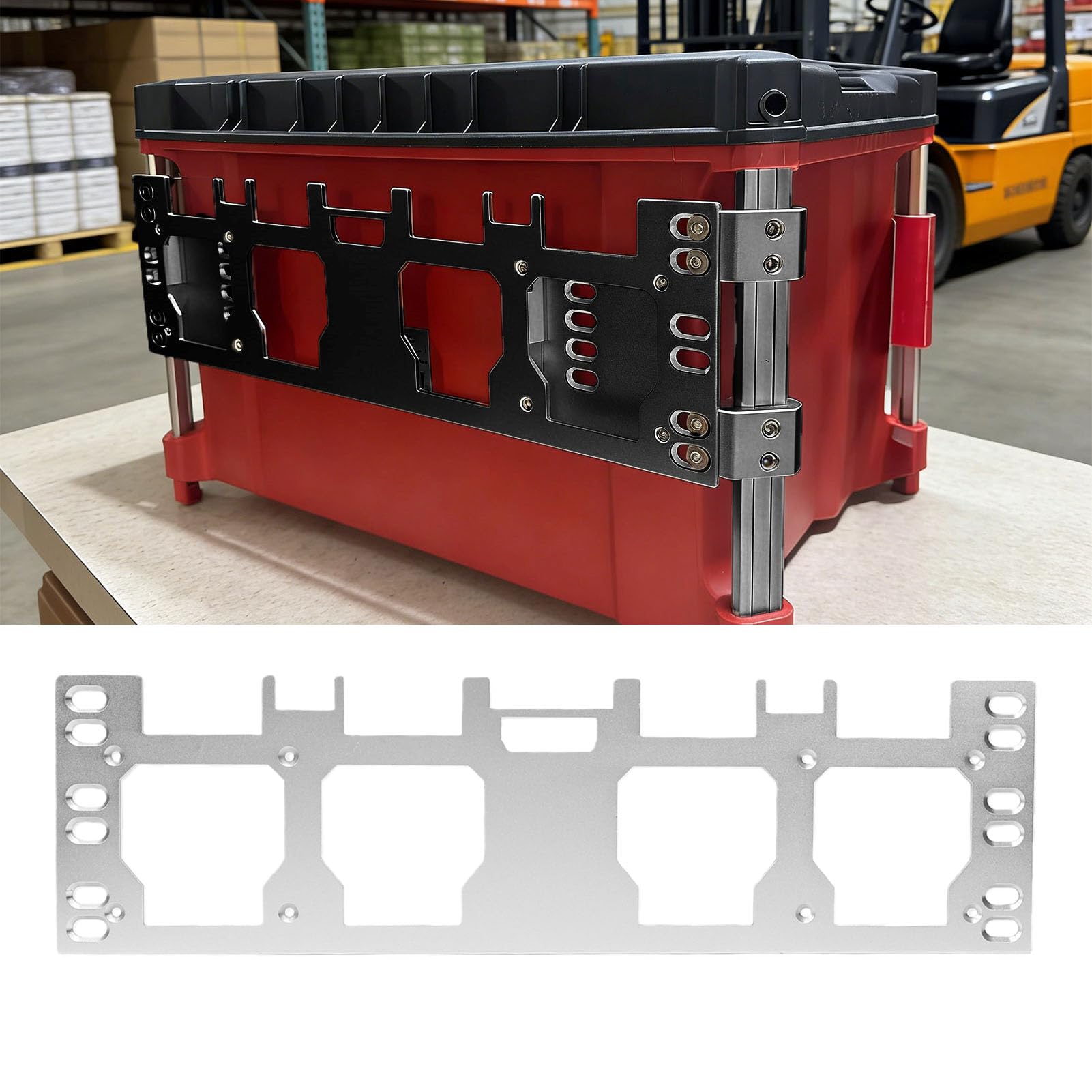 Yctze Caja de Herramientas Placa de Montaje de Almacenamiento Lateral Soporte de Montaje Frontal para Paquete con Ranura de Bloqueo de Aleación de Aluminio de Alta Resistencia y Fácil