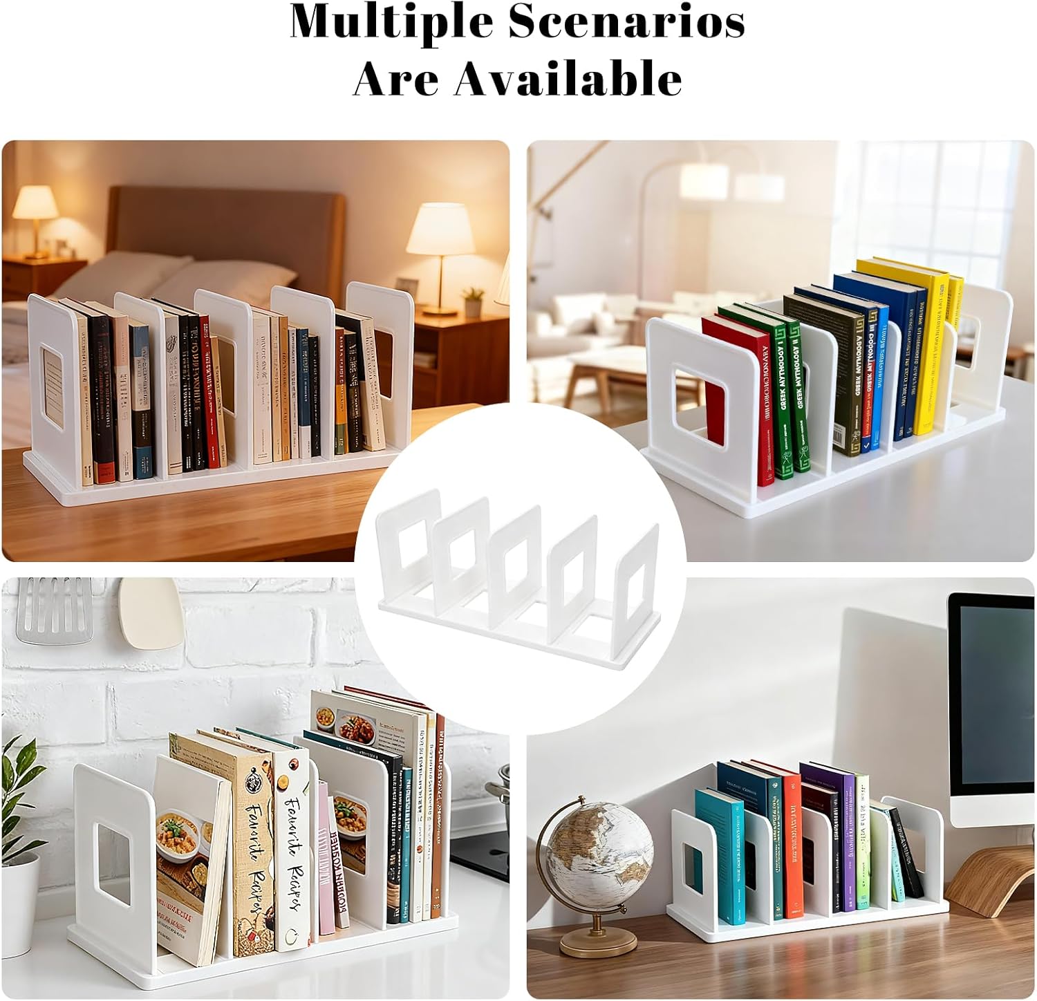 Cookbook Storage, Cook Book Organizer with 4 Slot, Cook Book Stand for Kitchen Counter, Binder Recipe Holder Rack for Desk Countertop Kitchen Storage Shelf
