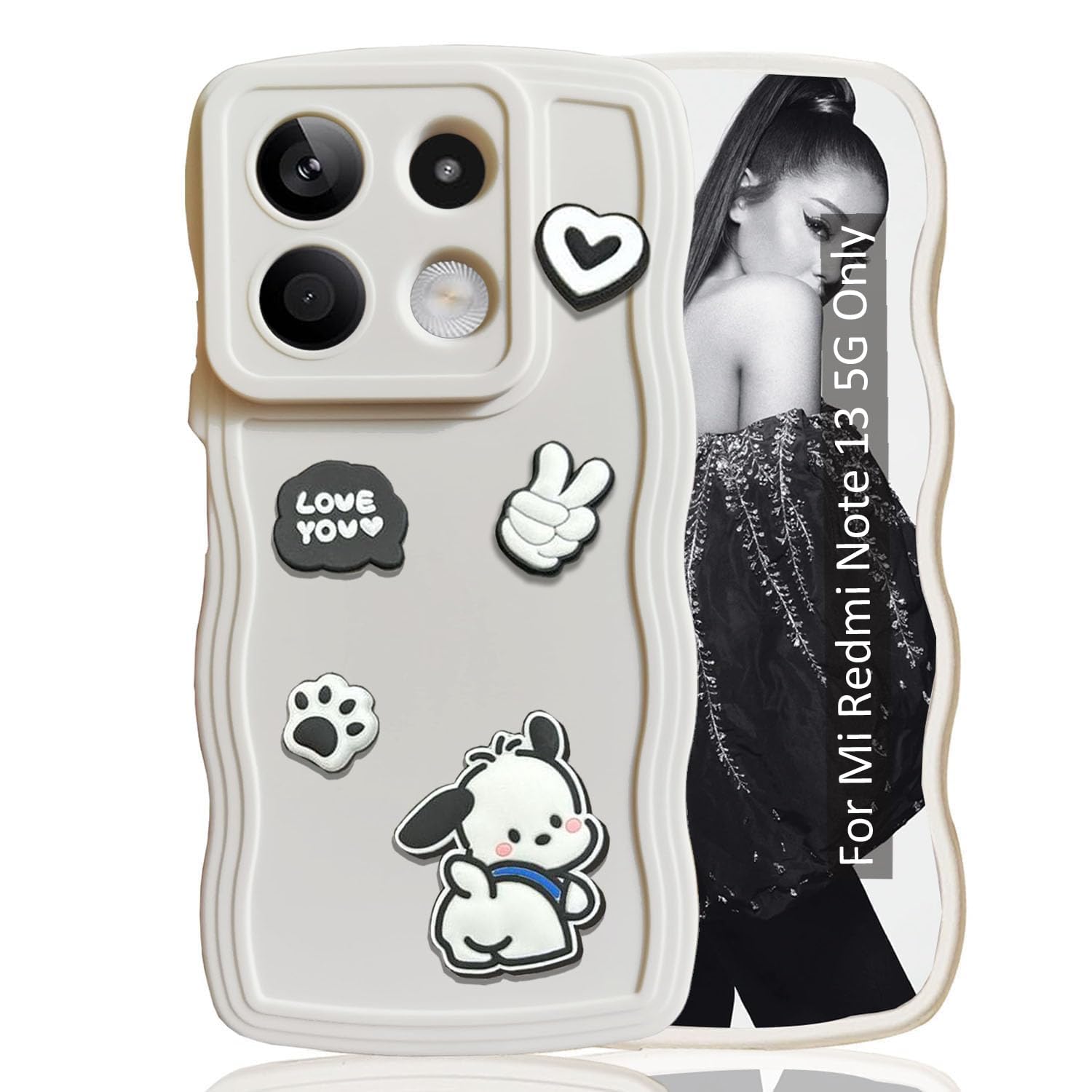 KC Back Cover for Mi Redmi Note 13 5G, 3D Cute Curly Wave Cartoon Characters and Puppy Shockproof Soft Bumper Silicone Case with Camera Protection (White) (B0D1MKTGP9) Amazon Price History, Amazon Price Tracker