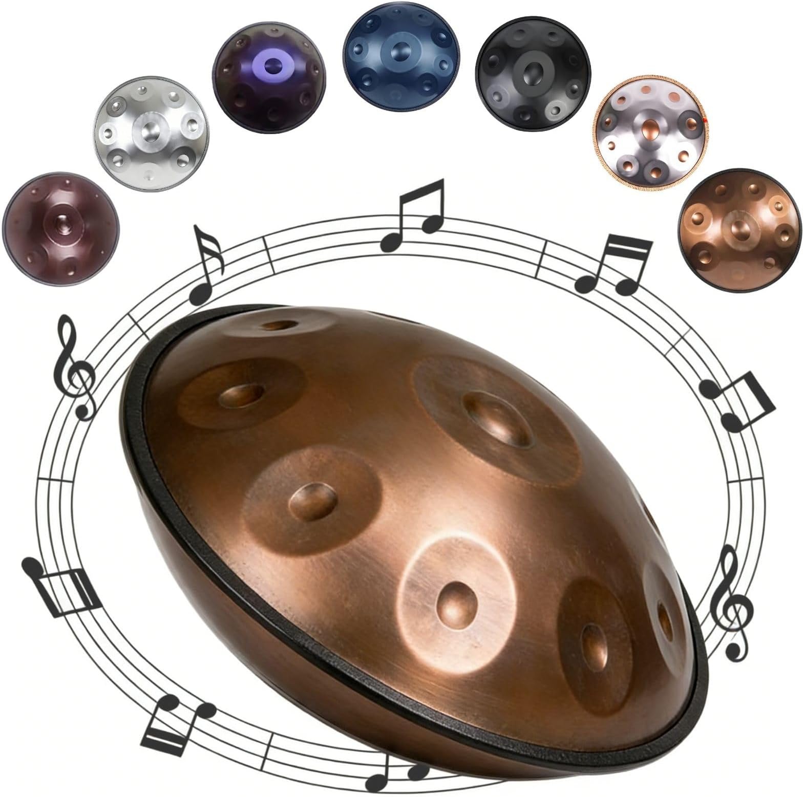 Tamburo Handpan 22" in D Minor 9 Note Steel Tongue Drum 432Hz & 440Hz Perfect for Mtat Yoga Sound Healing Beginners & Adults (d h)
