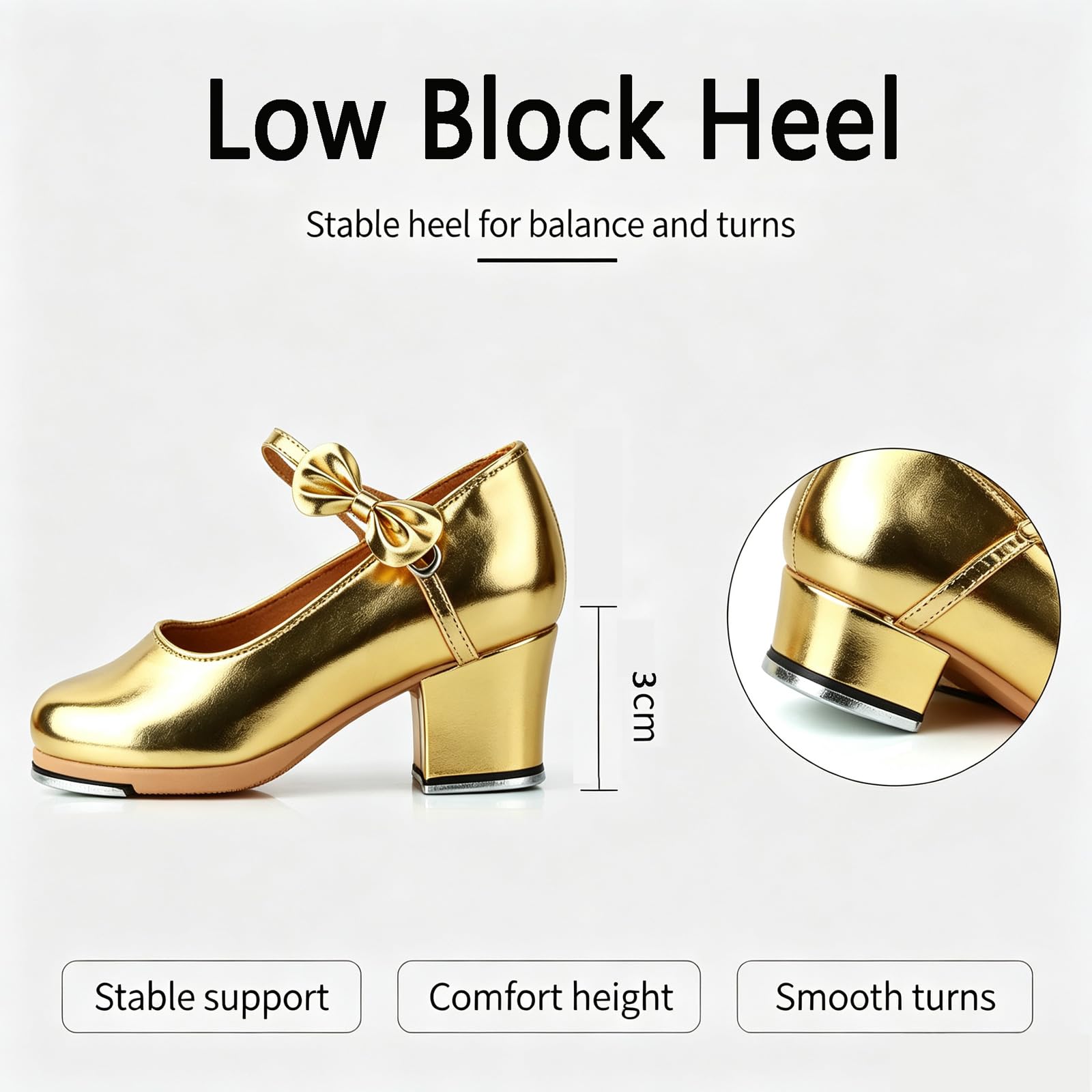 Zapatos de grifo de poliuretano con cordones y ajuste ajustable, zapatos de baile fáciles de poner y quitar, con puntera y talón, sonido nítido, ideal para clases semanales