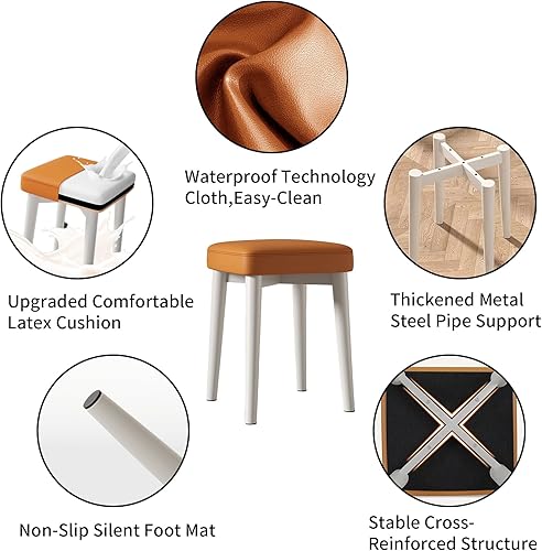 Miniatura 4 de HQHQHE Taburete de tocador, silla de asiento acolchada de látex suave, taburete de pie, taburete de maquillaje con patas de metal y pies