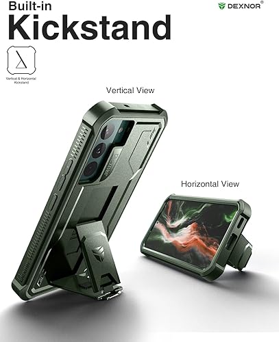 Miniatura 23 de Dexnor Funda para Samsung Galaxy S22 Plus, [protector de pantalla y soporte integrados] Protección de grado militar resistente a prueba de golpes