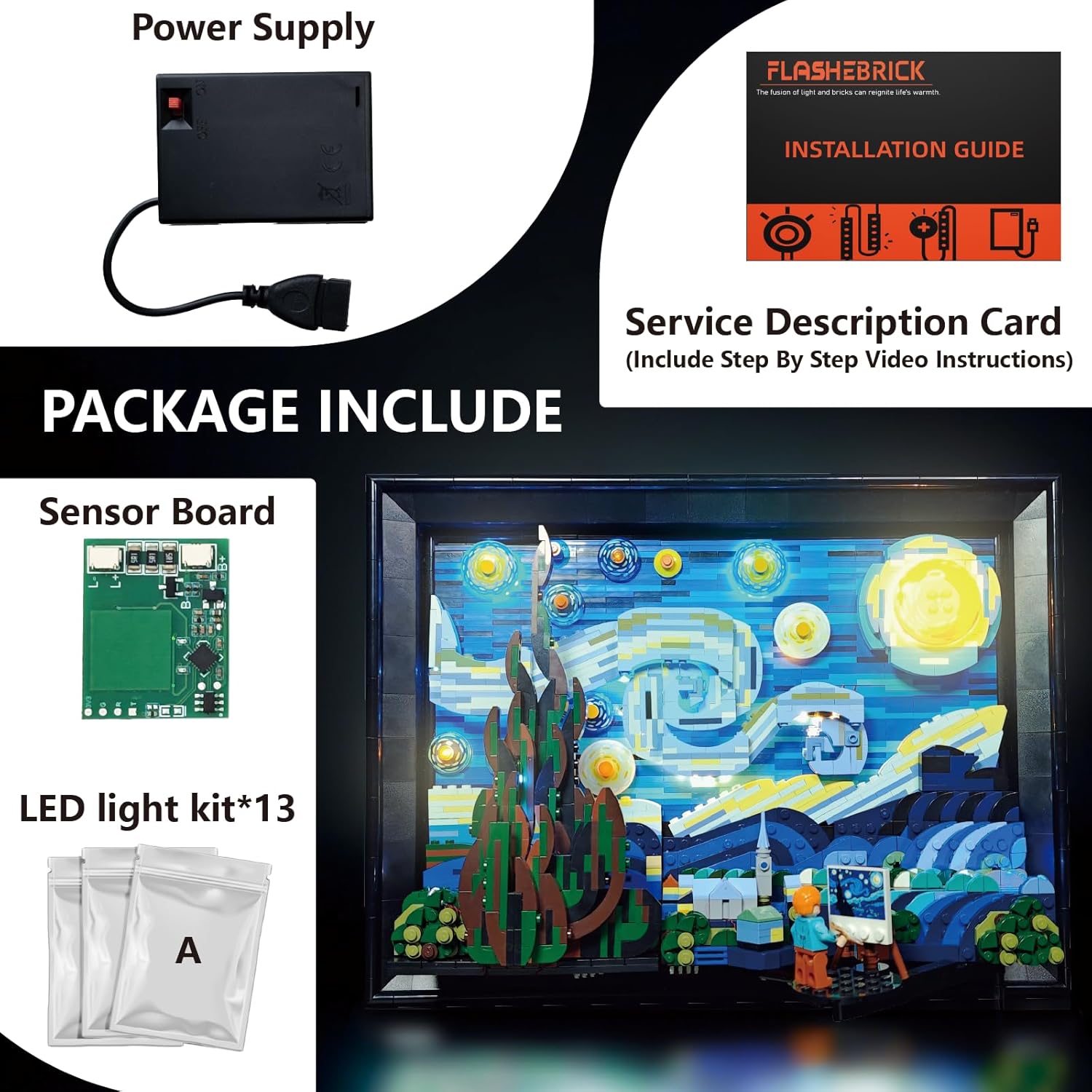 LED Light Kit for Lego Starry Night with Motion Sensor Light, Lighting Kit Compatible with Lego Van Gogh 21333-Sensor Version (Lights Only, No Model)