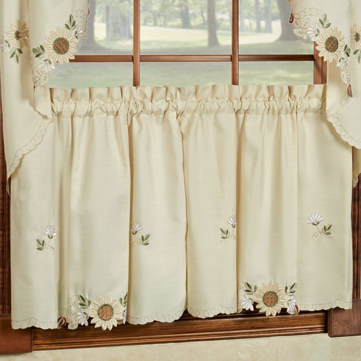Sweet Home Collection Kitchen Window Tier, Swag, or Valance Curtain Treatment in Stylish and Unique Patterns and Designs for All Home Décor, 24", Sunflower (Pack of 24)