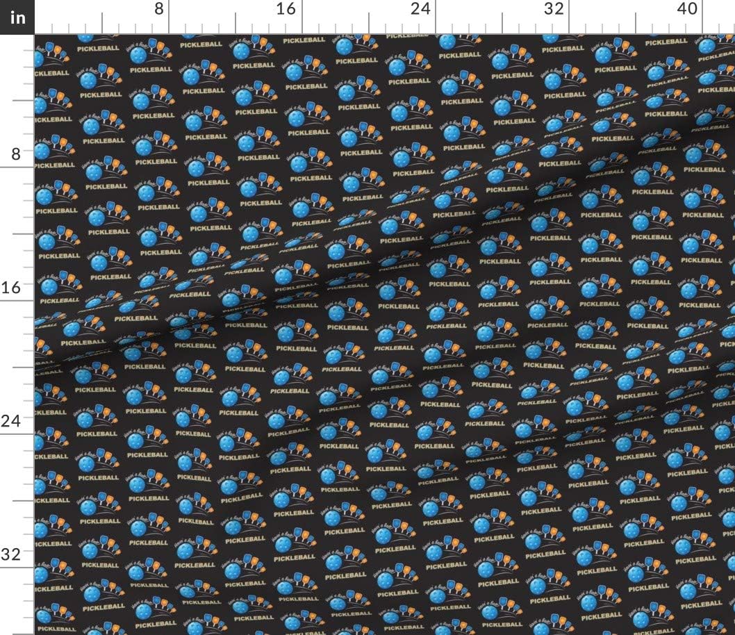 Spoonflower Fabric - Ball Black Pickleball Sport Paddle Retired Printed on Petal Signature Cotton Fabric by The Yard - Sewing Quilting Apparel Crafts Decor