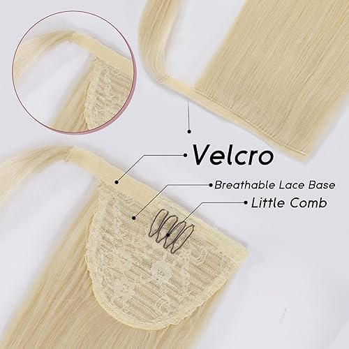 Miniatura 3 de Tinashe Extensión de cola de caballo de cabello humano 100 % Remy, extensión de cabello largo y lacio con clip en cola de caballo con pasta mágica