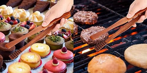 Miniatura 7 de FJNATINH Wok Utensils - Utensilios de cocina de madera, 6 espátulas de madera, pinzas para barbacoa, pala de wok, palillos de cocina, cucharas