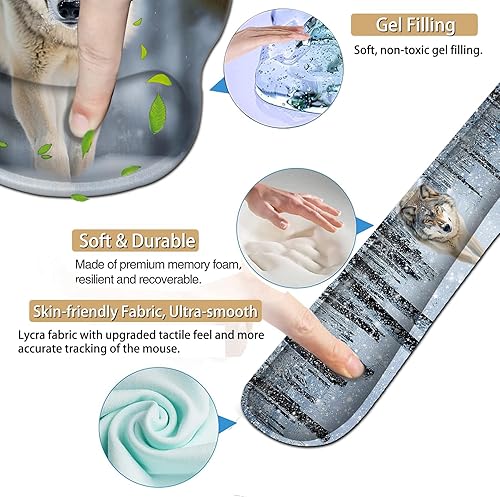 Miniatura 5 de Alfombrilla ergonómica para mouse para videojuegos, soporte de muñeca y teclado de espuma viscoelástica con base antideslizante para escritorio de