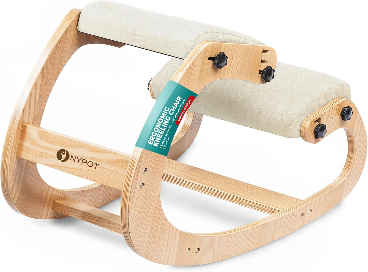 NYPOT Ergonomic Kneeling Chair with Adjustable Seats - Knee Chair for Posture Correction & Kneel Rocking Stool for Desk - Back Pain Relief for Home and Office, Supports 250 pounds - 5 Years Warranty Ivory Classic