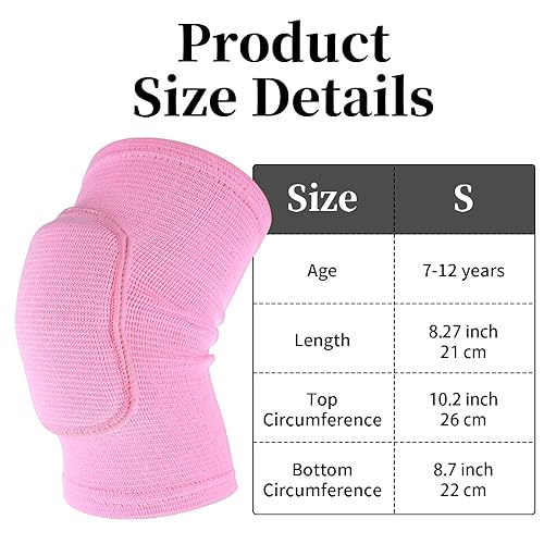 Miniatura 3 de Sibba Rodillera para niños, rodillera elástica transpirable, protector de rodilla de esponja acolchada antideslizante para voleibol, baile, correr,