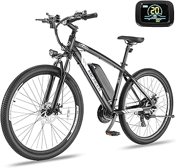 ANCHEER Electric Bike for Adults, Peak 750W Ebike, 3 Hours Fast Charge, 60 Miles Electric Bicycle with 48V/499Wh Battery, 27.5 ''Hummmer Electric Mountain Bike with LCD Display, 21/24 Speed | Peak 750W