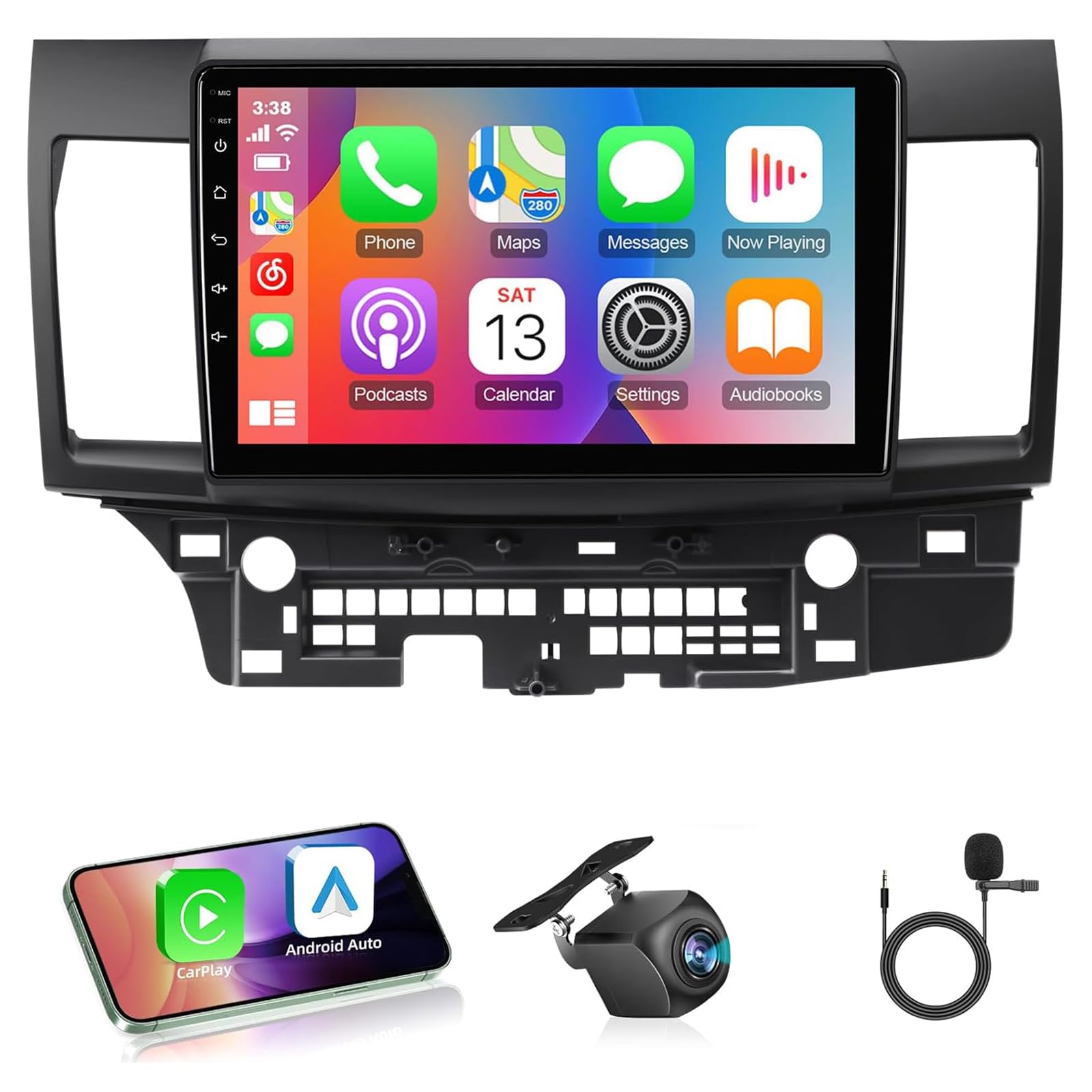 Autoradio per Lancer 2007-2015 Android 15 Stereo con Wireless Carplay/Android Auto 10.1 pollici HD Touch Screen Navigazione GPS 5G WiFi Bluetooth FM EQ Mirror Link USB Tele(Size:8 CORE 6+128G,Color:a)