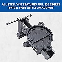 Vista 6 de Yost Vises 904-AS Tornillo de Banco Combinado de Acero Completo Ancho de Mordaza de 4 Pulgadas para Tubo y Banco Agarre Seguro con Base
