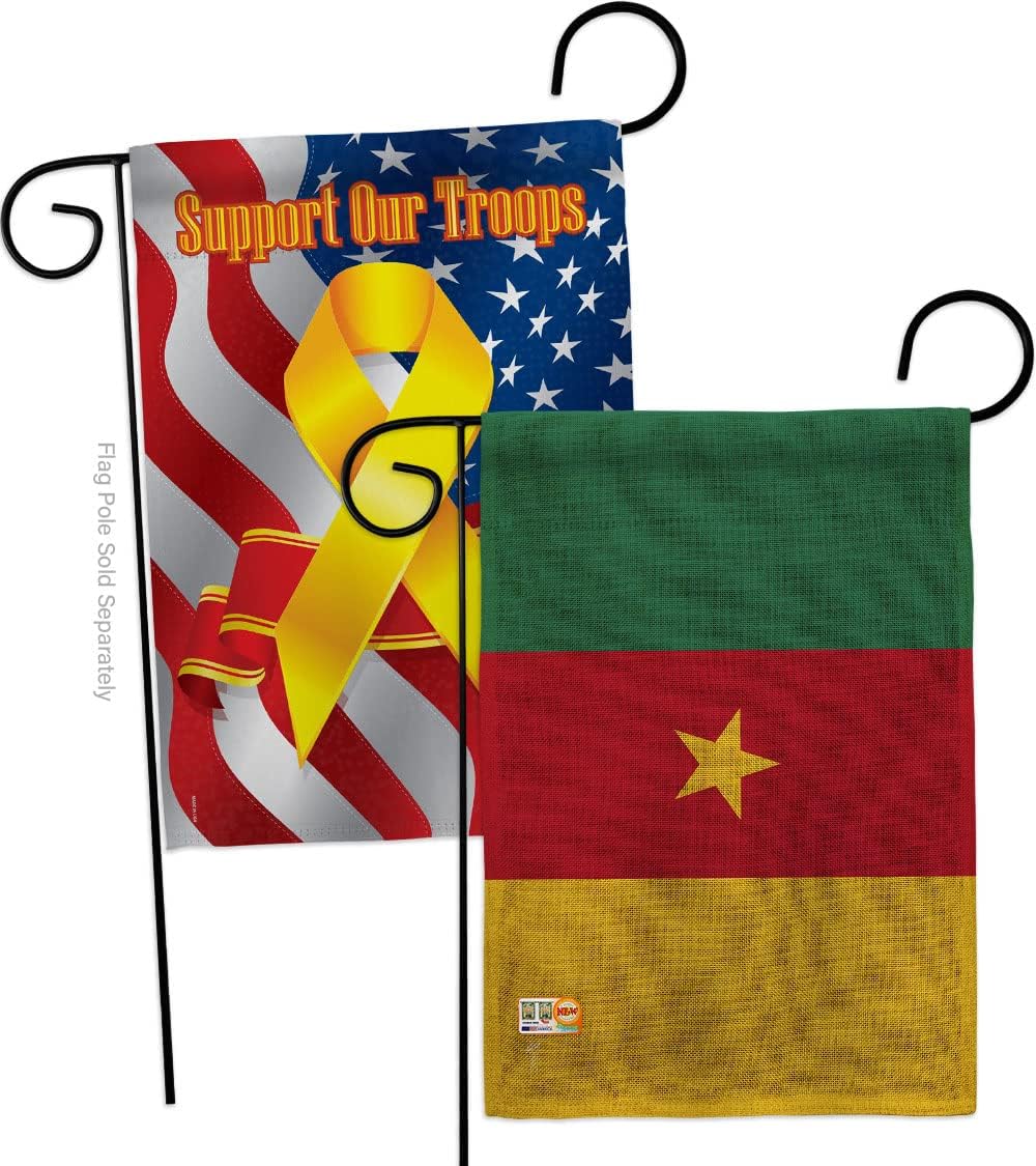Cameroon Garden Flags 2pcs Pack Regional Nationality Nation International World Country Particular Area Small Decorative Gift Yard House Banner Double-Sided Made In USA 13 X 18.5
