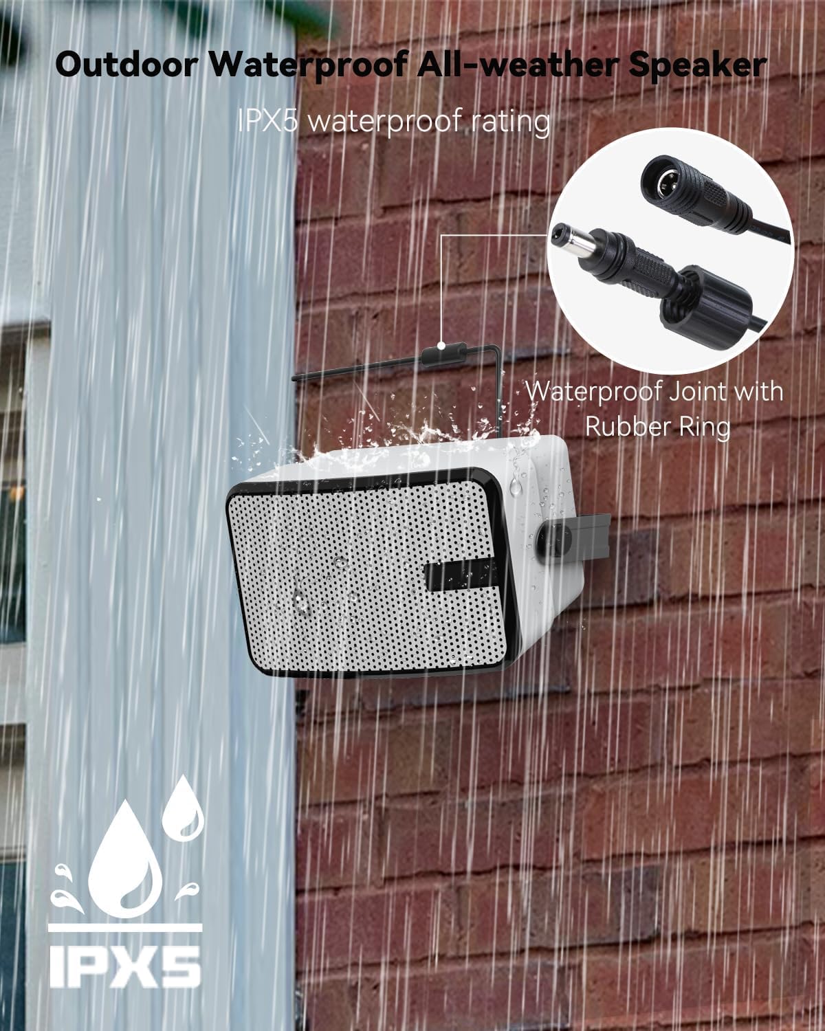 Głośniki Bluetooth 400 W, wodoodporne IPX5, mocny bas, bezprzewodowa synchronizacja z 100 głośnikami, montaż ścienny na patio, werandę, garaż, parę (MZ-621)