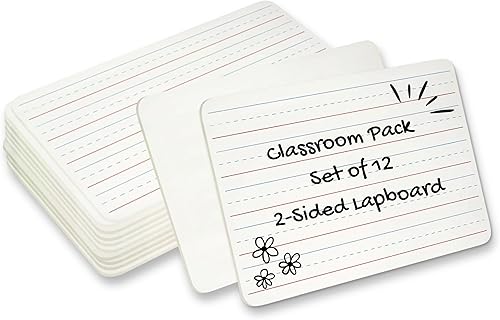Charles Leonard 35120 - Pizarra de borrado en seco, suministros escolares de mini lapboard, juego de 12 pizarras blancas borrables en seco de dos