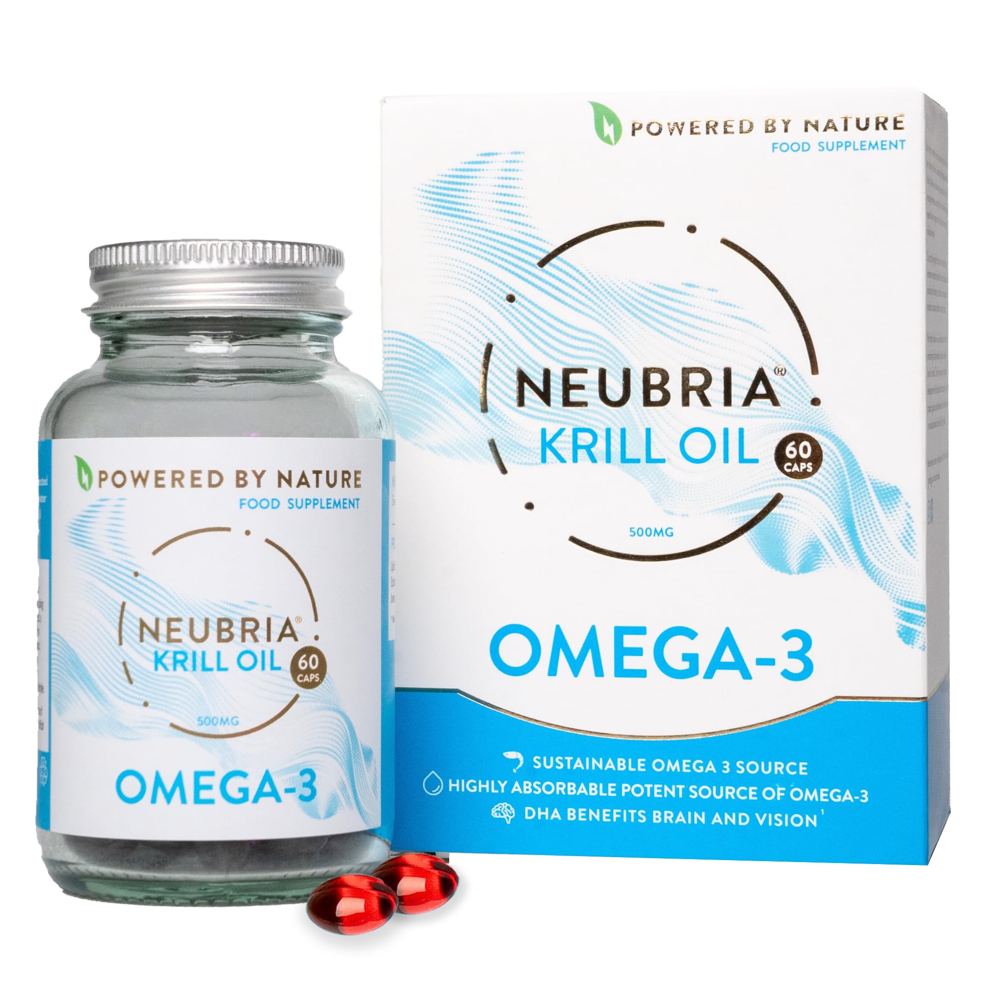 NEUBRIA Krill Oil Advanced Omega 3 Capsules - High Strength 1000mg - Phospholipids, EPA & DHA with Astaxanthin and Choline - Cod Liver & Fish Oil Alternative - Antarctic Krill - 60 Softgels