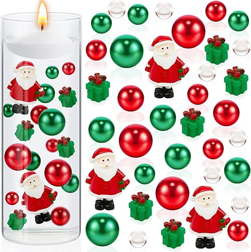 MTLEE 2106 piezas de perlas de relleno de jarrón de Navidad para jarrones, perlas de Candyland, geles de agua, velas, centro de mesa para Navidad,