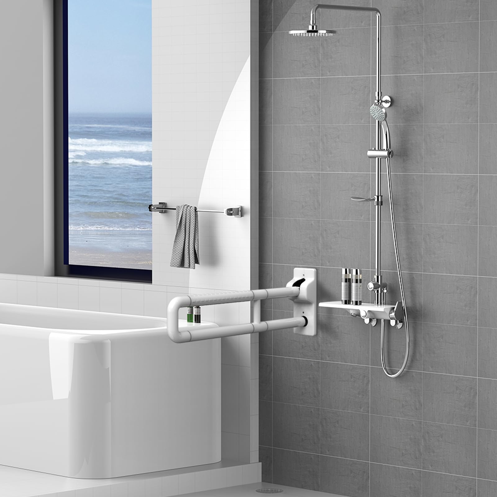 Asa de Seguridad para Baño, para Niño Discapacitado Anciano Embarazadas | Asidero para el baño y el aseo, Antideslizante Pasamanos Ducha de Acero Inoxidable, Capacidad de carga máx. 350 kg