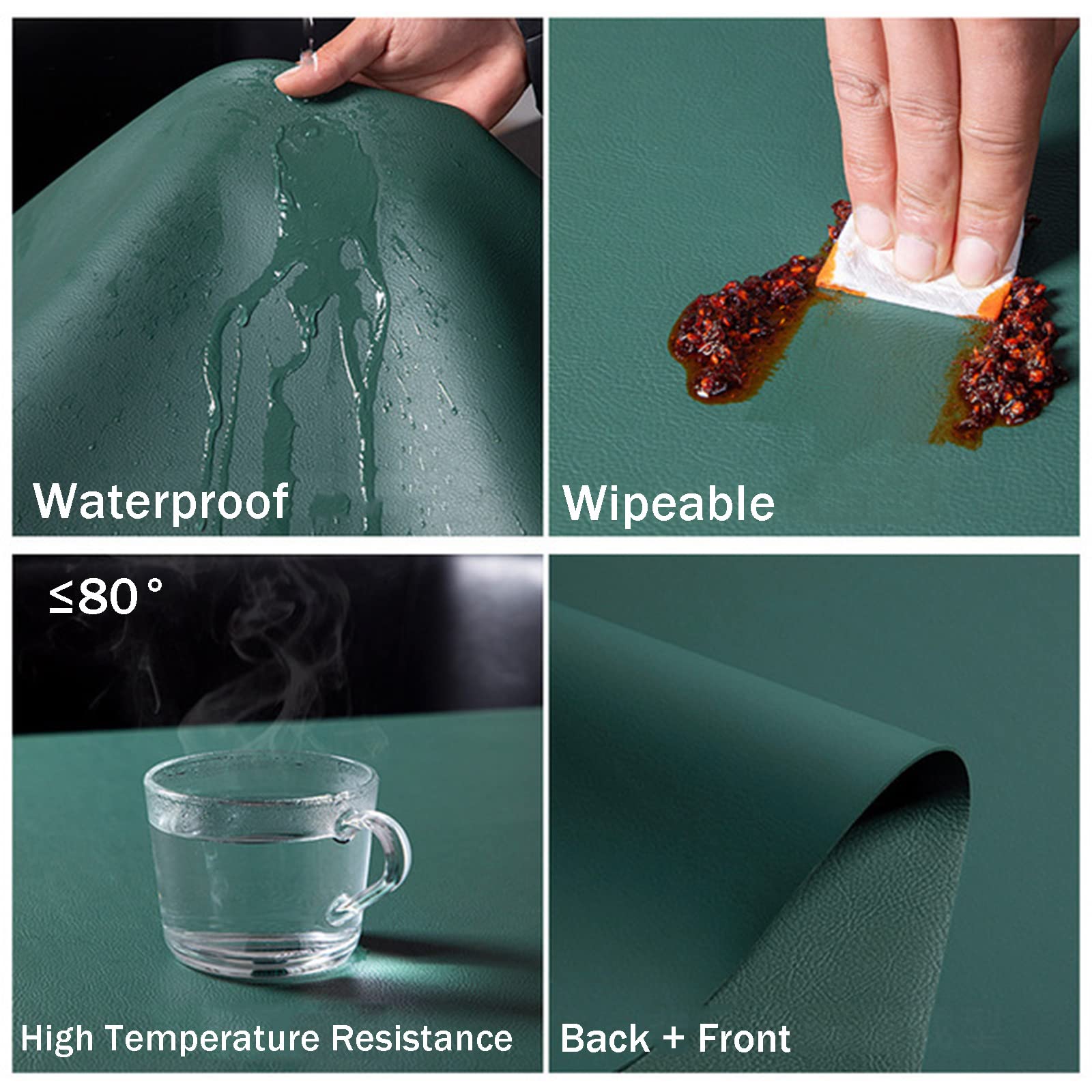 Sottomano in Pelle, Tappetino Scrivania Grande, Tappetini da Tavolo Sala da Pranzo, Tappetino Mouse Grande, Tappeto Scrivania da Ufficio, Tappetino da Scrittoio Impe(Size:70×100 cm,Color:Green)