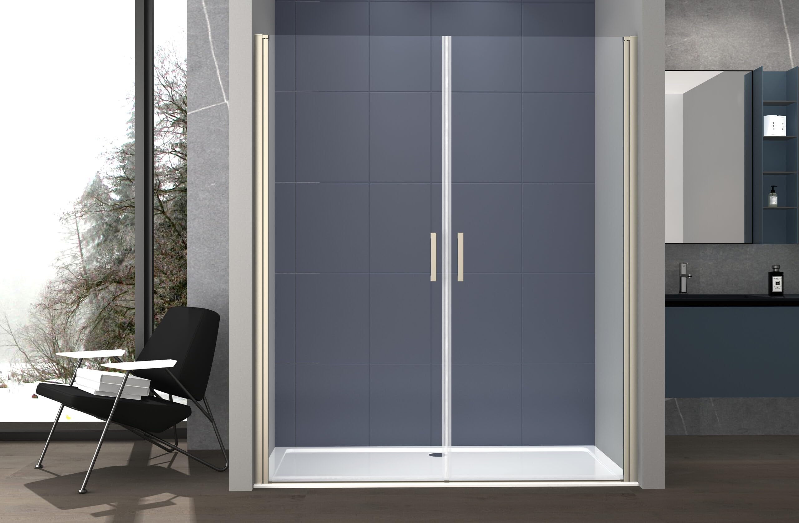 Box Doccia Nicchia 180 Cm Porta Due Battenti H200 Cm Cristallo 6Mm Profilo Satinato Zeno - 4
